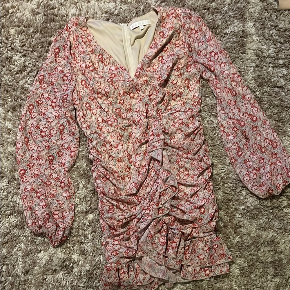Floral Long Sleeve Ruched Dress